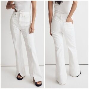 New Madewell Baggy Flare Jeans Tile White Seamed Legs Split Hem Sz 31